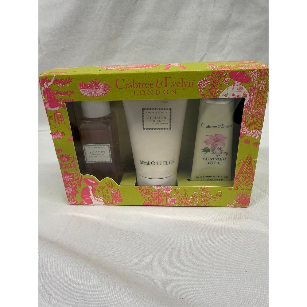 Crabtree & Evelyn Summer Hill Luxury Bath Body Set 3pc Lotion Shower Gel New
